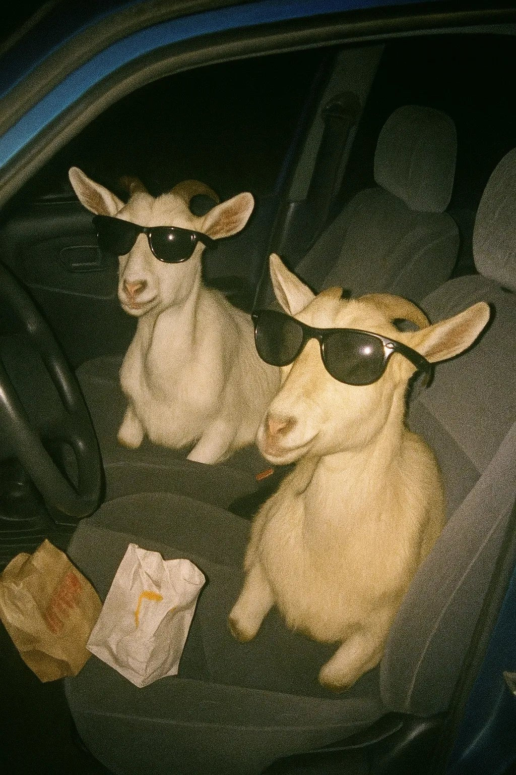 Example output from the Low Quality Smartphone Photo Scenes ChatGPT prompt: Goats