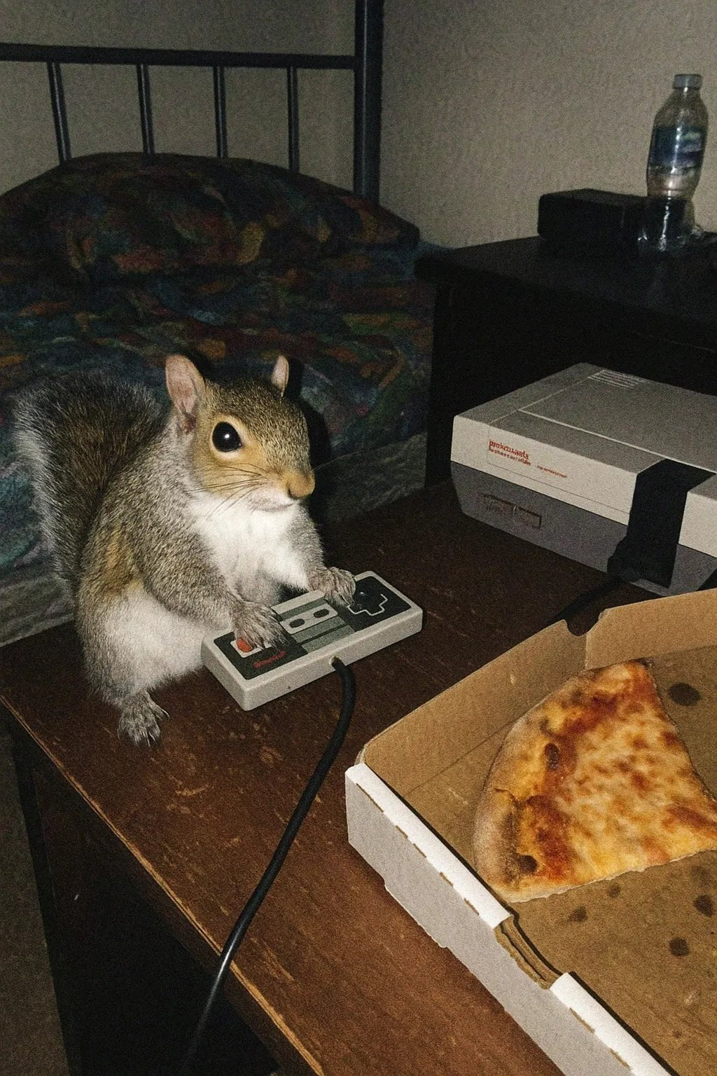 Example output from the Low Quality Smartphone Photo Scenes ChatGPT prompt: Squirrel
