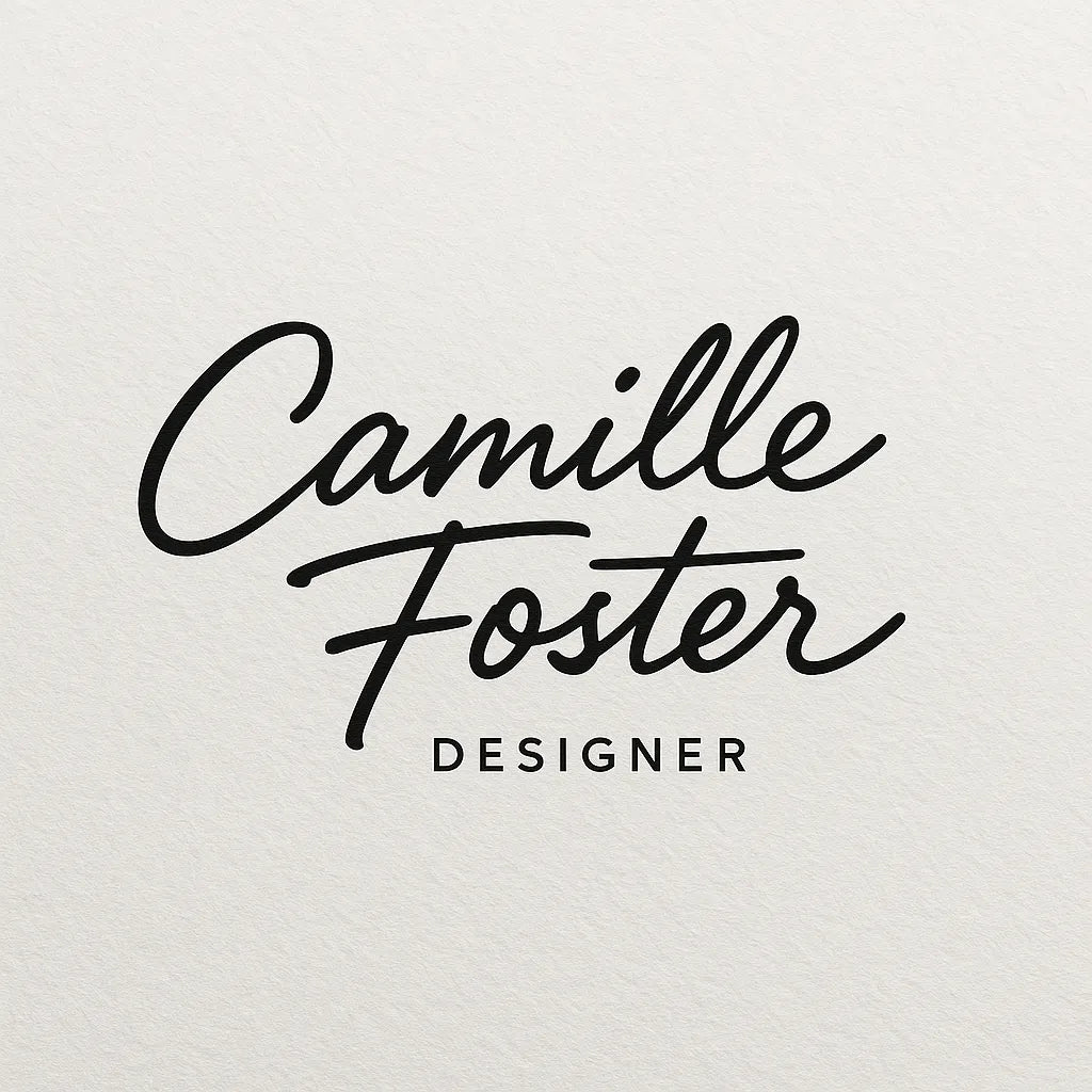 Example output from the Luxury Signature Logo Creator ChatGPT prompt: elegant signature-style logo. Camille Foster.