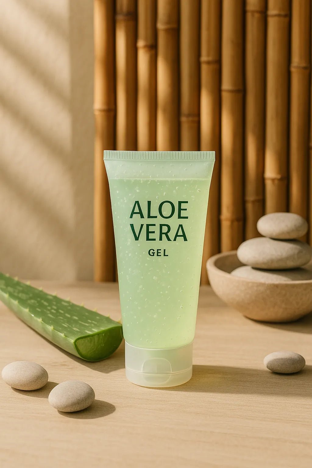 Example output from the Luxury Skincare Product Mockups ChatGPT prompt: premium skincare mockup. Aloe Vera Gel.