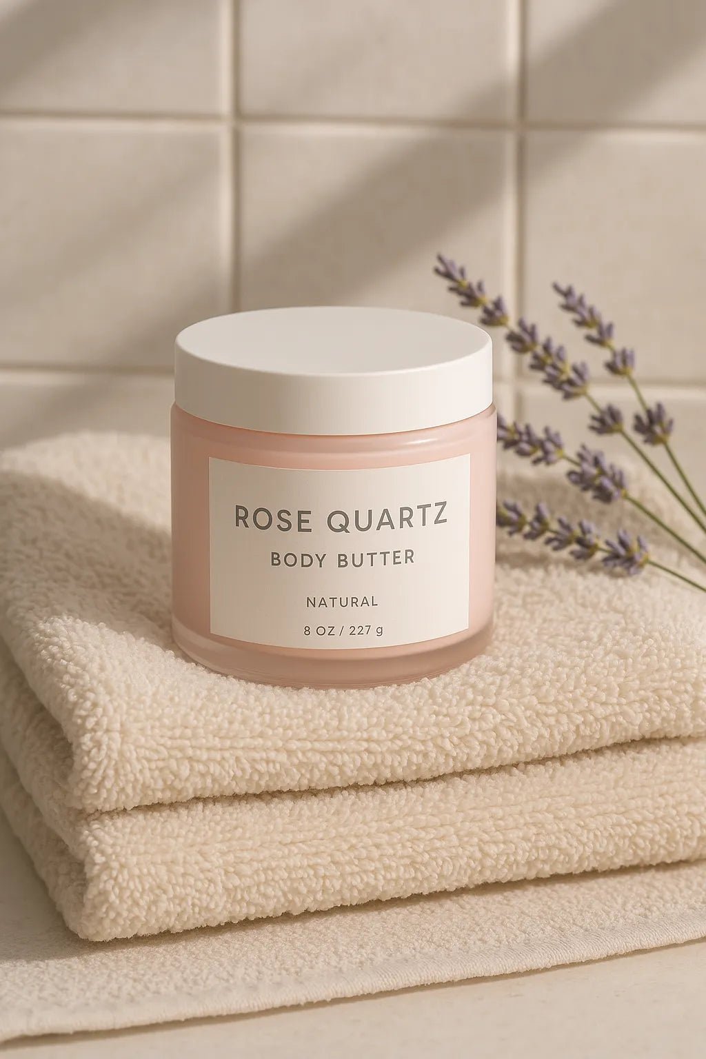 Example output from the Luxury Skincare Product Mockups ChatGPT prompt: premium skincare mockup. Rose Quartz.