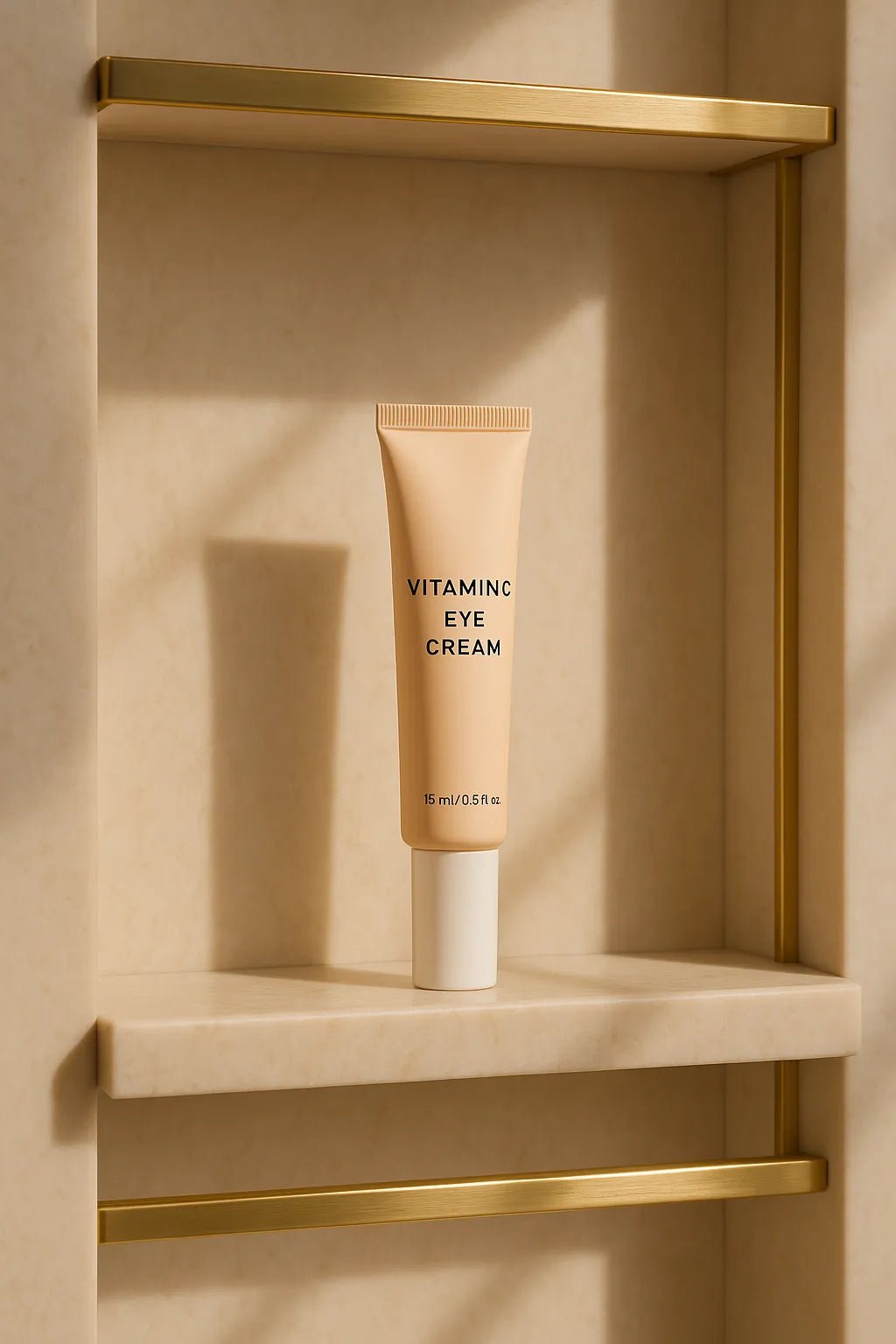 Example output from the Luxury Skincare Product Mockups ChatGPT prompt: premium skincare mockup. Vitamin C Eye Cream.