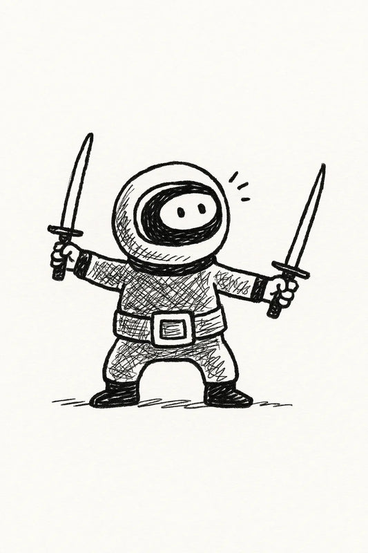 Example output from the MS Paint Doodle Cartoon Portrait ChatGPT prompt: Astronaut Samurai