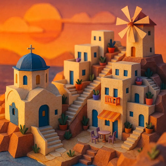 Example output from the Macro Isometric Paper Style 3D Worlds ChatGPT prompt: vibrant low-poly environments in isometric view, styled with paper textures, depth-of-field blur, and detailed scenery from real or fantasy locations. Preview 1.