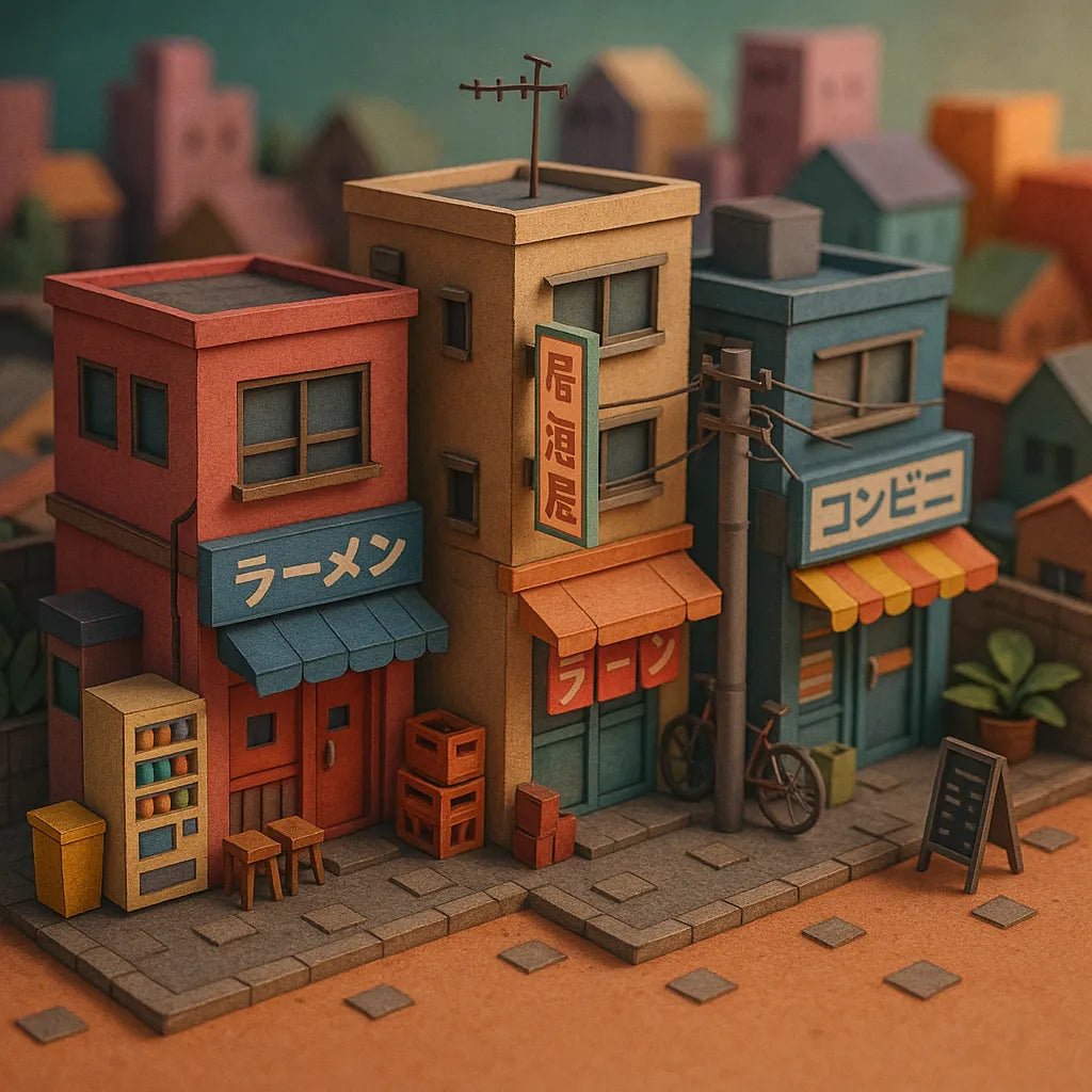 Example output from the Macro Isometric Paper Style 3D Worlds ChatGPT prompt: vibrant low-poly environments in isometric view, styled with paper textures, depth-of-field blur, and detailed scenery from real or fantasy locations. Preview 2.