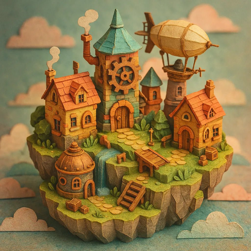 Example output from the Macro Isometric Paper Style 3D Worlds ChatGPT prompt: vibrant low-poly environments in isometric view, styled with paper textures, depth-of-field blur, and detailed scenery from real or fantasy locations. Preview 4.