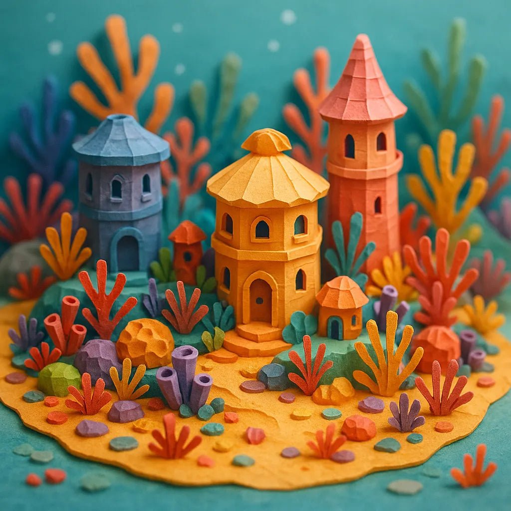 Example output from the Macro Isometric Paper Style 3D Worlds ChatGPT prompt: vibrant low-poly environments in isometric view, styled with paper textures, depth-of-field blur, and detailed scenery from real or fantasy locations. Preview 5.