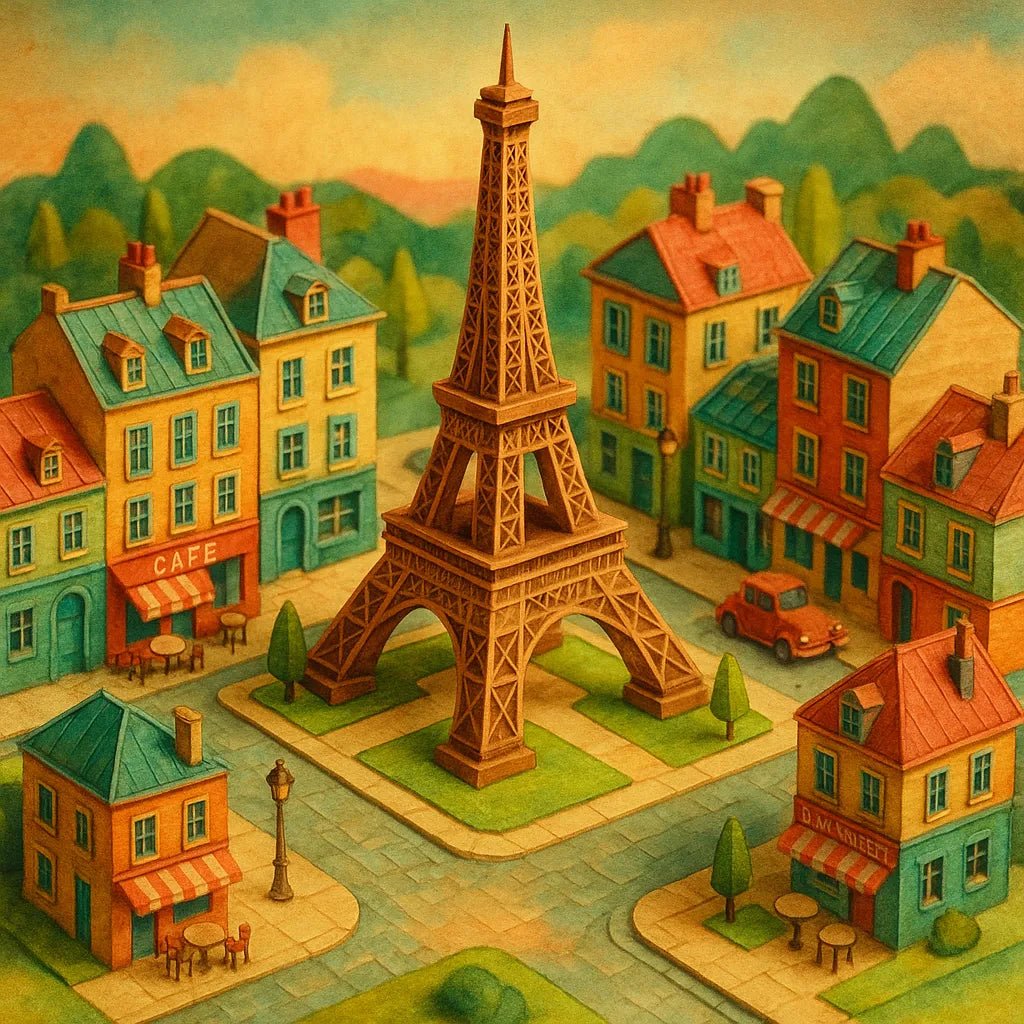 Example output from the Macro Isometric Paper Style 3D Worlds ChatGPT prompt: vibrant low-poly environments in isometric view, styled with paper textures, depth-of-field blur, and detailed scenery from real or fantasy locations. Preview 7.