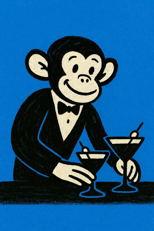 Example output from the Minimalist Playful Portraits ChatGPT prompt: Monkey