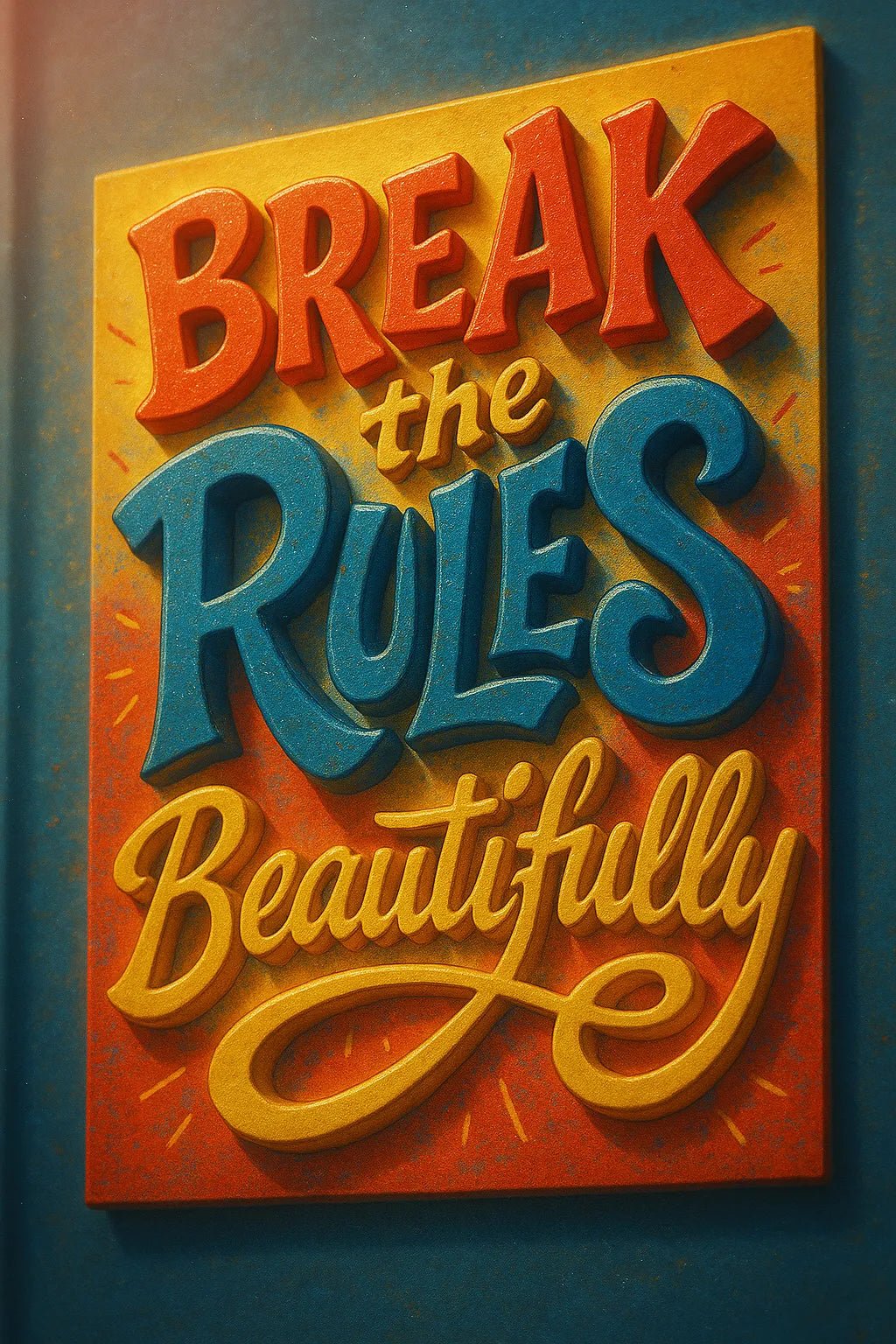Example output from the Mixed Expressive 3D Quote Posters ChatGPT prompt: bold 3D text posters with layered typography, triadic color schemes, and textured duotone overlays for expressive visual impact. Preview 10.