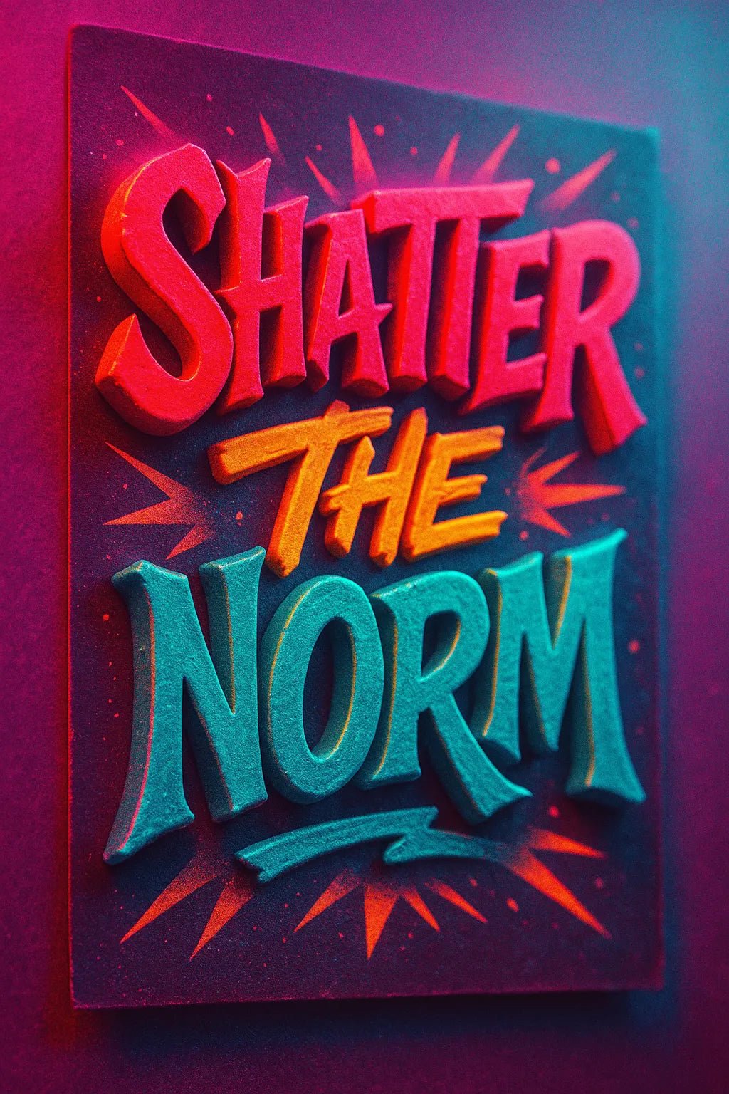 Example output from the Mixed Expressive 3D Quote Posters ChatGPT prompt: bold 3D text posters with layered typography, triadic color schemes, and textured duotone overlays for expressive visual impact. Preview 5.