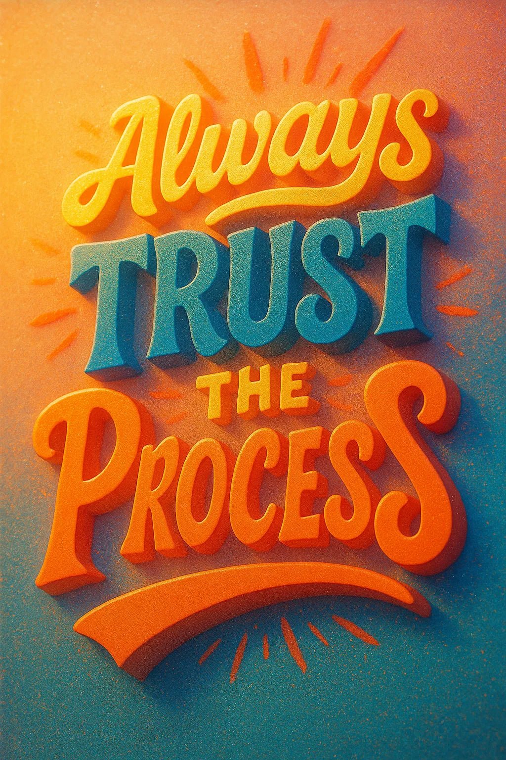 Example output from the Mixed Expressive 3D Quote Posters ChatGPT prompt: bold 3D text posters with layered typography, triadic color schemes, and textured duotone overlays for expressive visual impact. Preview 7.