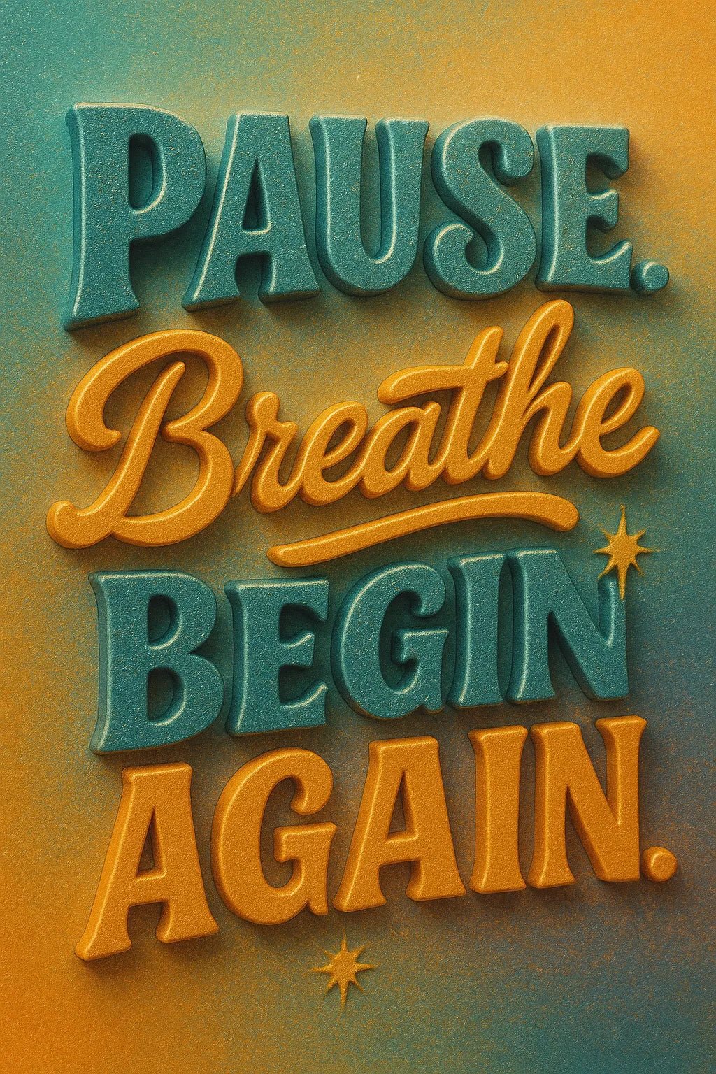 Example output from the Mixed Expressive 3D Quote Posters ChatGPT prompt: bold 3D text posters with layered typography, triadic color schemes, and textured duotone overlays for expressive visual impact. Preview 8.