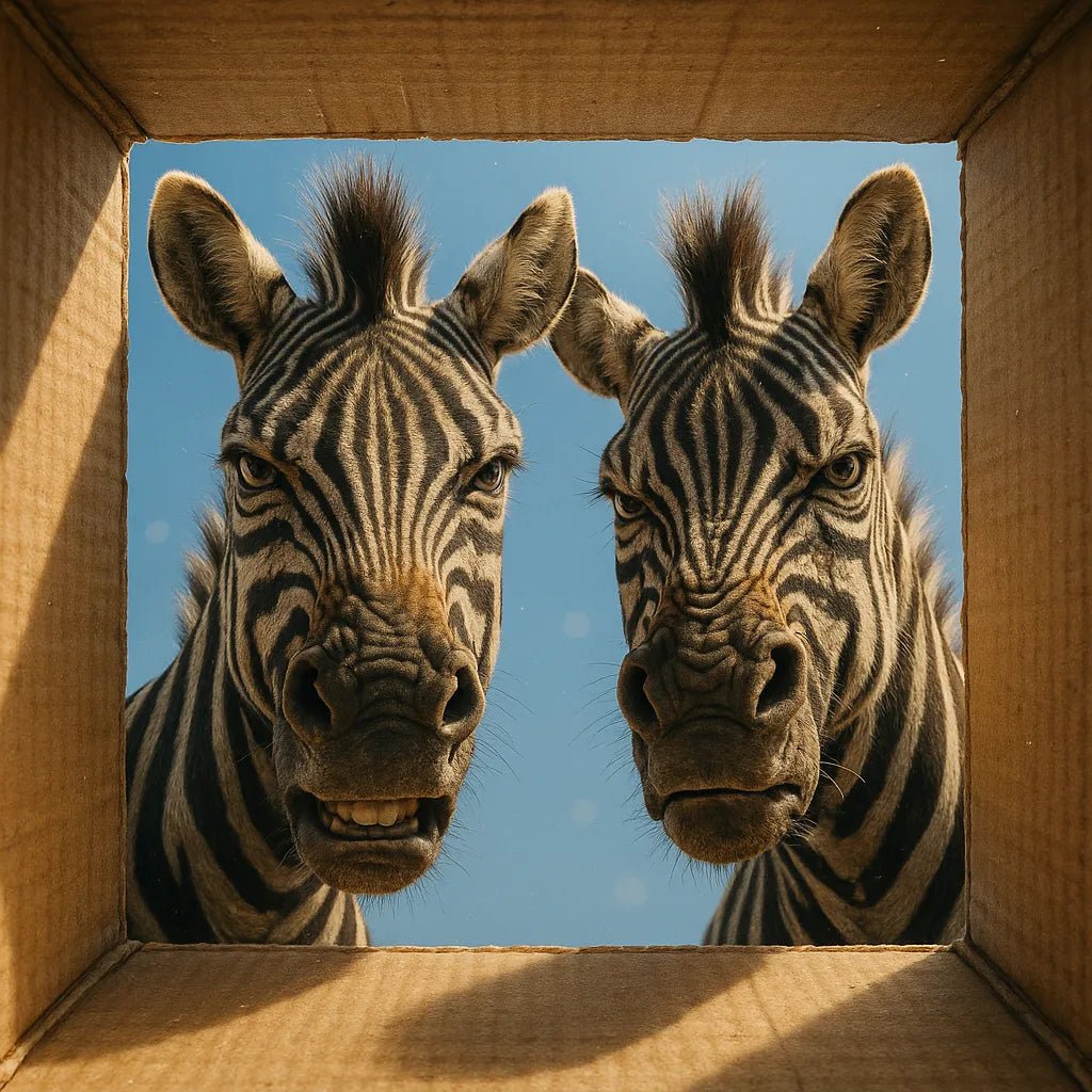 Example output from the Moody Animal Gaze Portrait Photos ChatGPT prompt: lifelike animal portrait: Zebras.