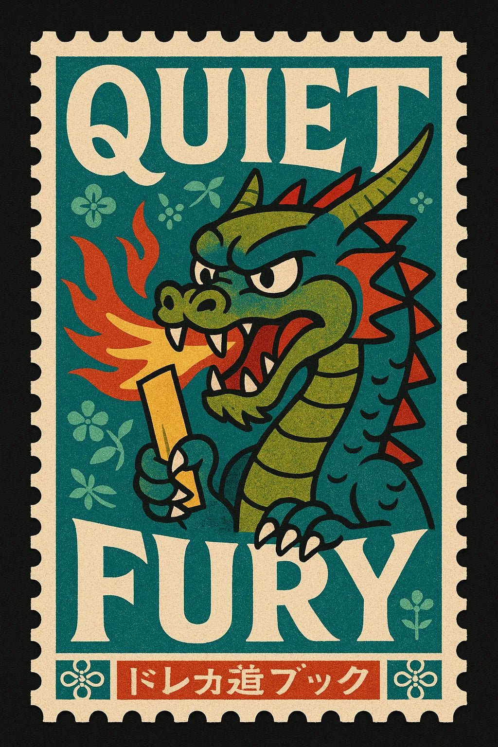 Example output from the Nostalgic Postage Stamp Art ChatGPT prompt: Quiet Fury.