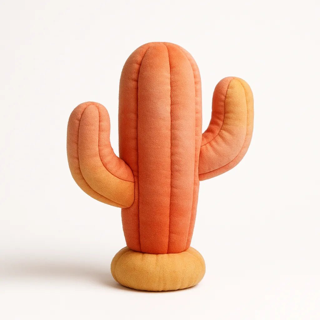 Example output from the Photorealistic 3D Plush Product Render prompt: Cactus.