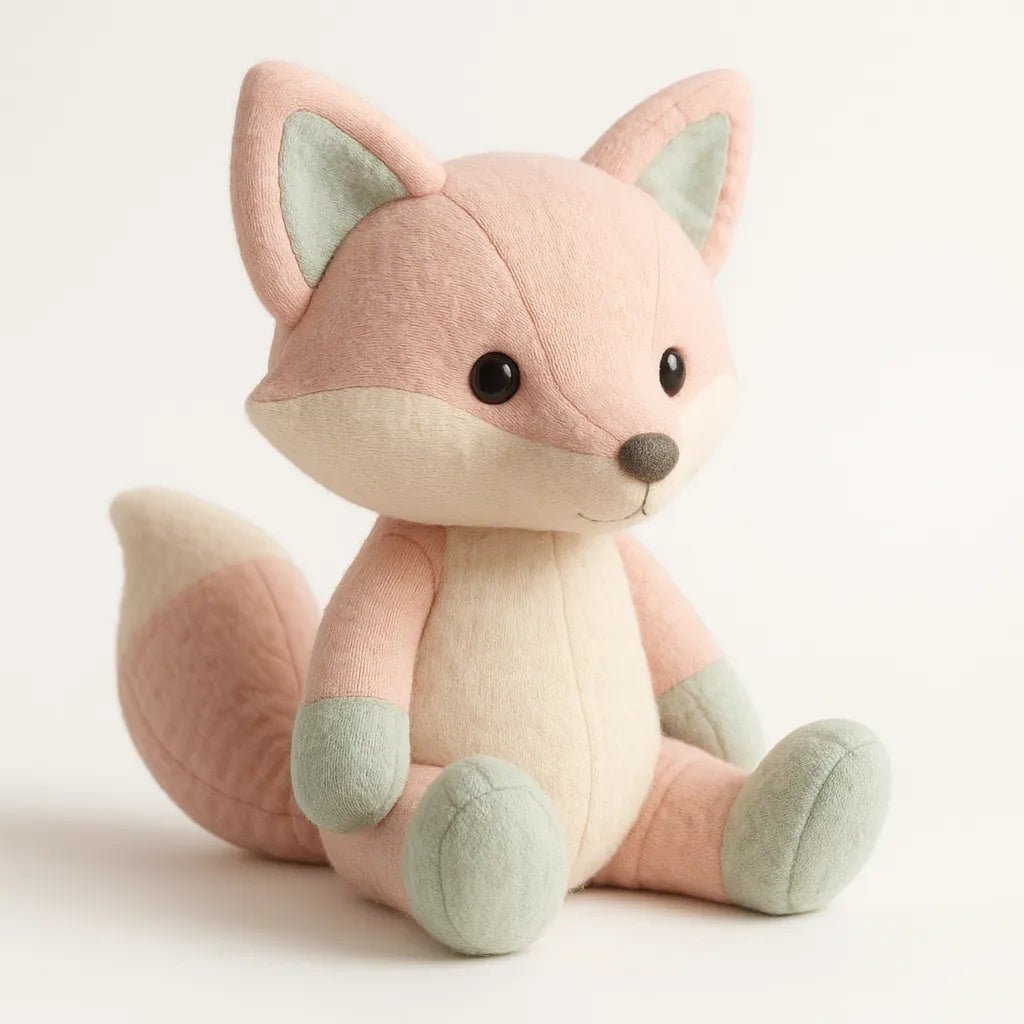 Example output from the Photorealistic 3D Plush Product Render prompt: Fox.
