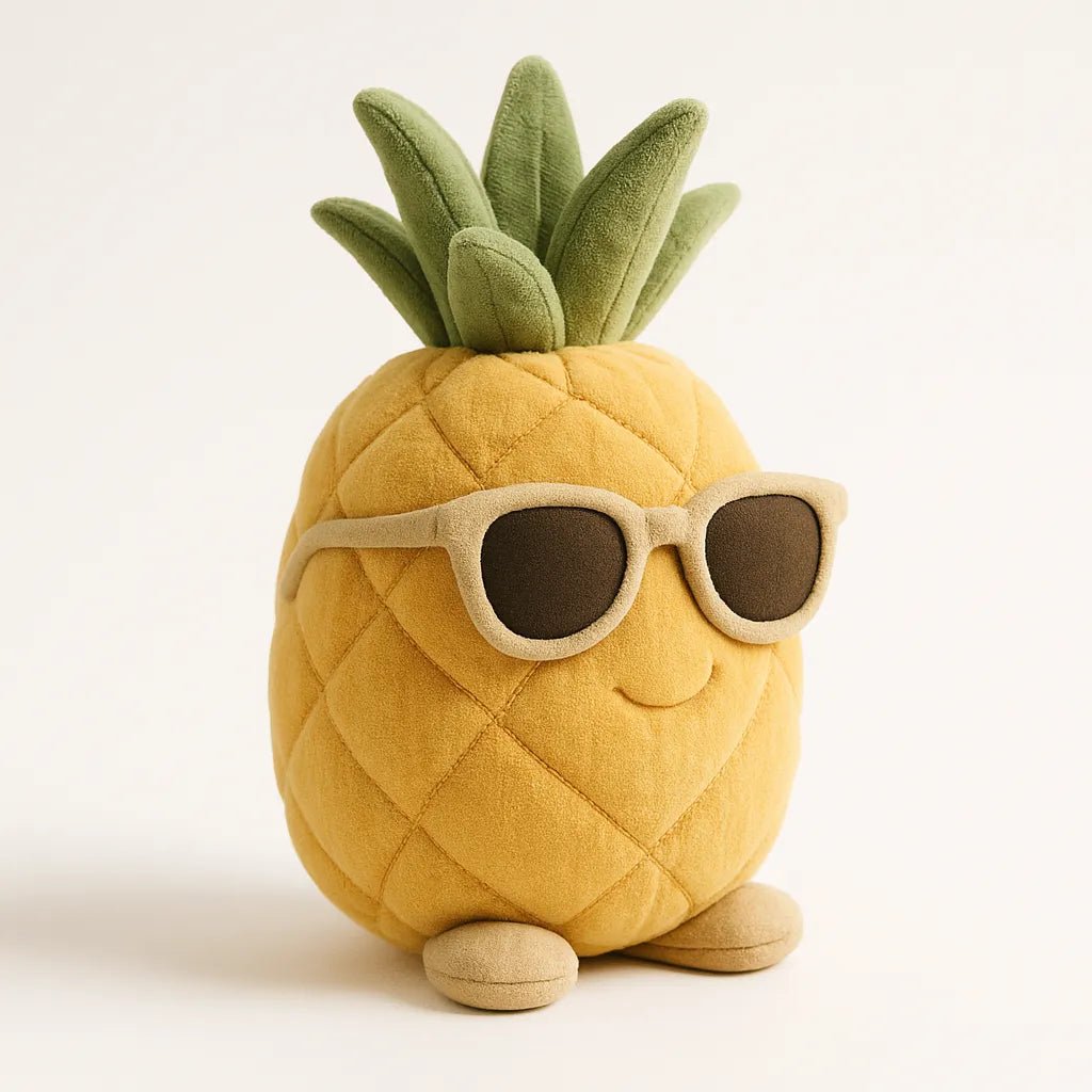 Example output from the Photorealistic 3D Plush Product Render prompt: Pineapple.