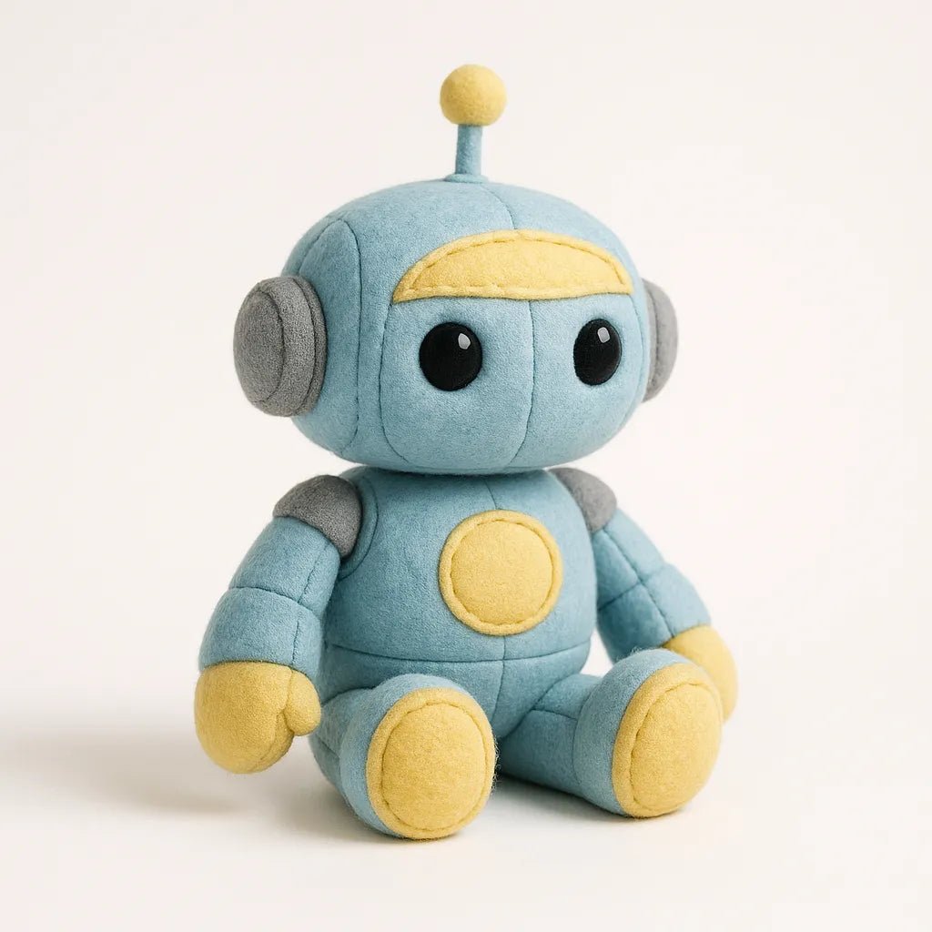 Example output from the Photorealistic 3D Plush Product Render prompt: Robot.
