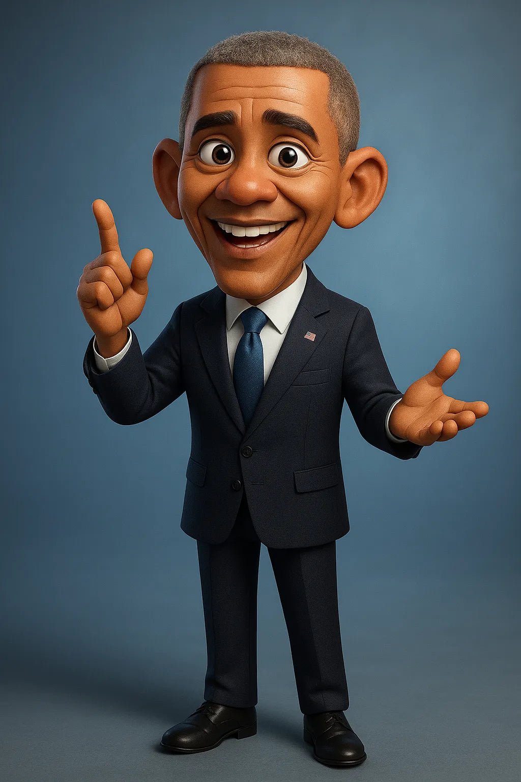 Example output from the Photos to 3D Cartoon Portraits ChatGPT prompt: full-body caricature avatars with big eyes and exaggerated features, featuring realistic textures, vivid lighting, and character-specific expressions. Preview 6.