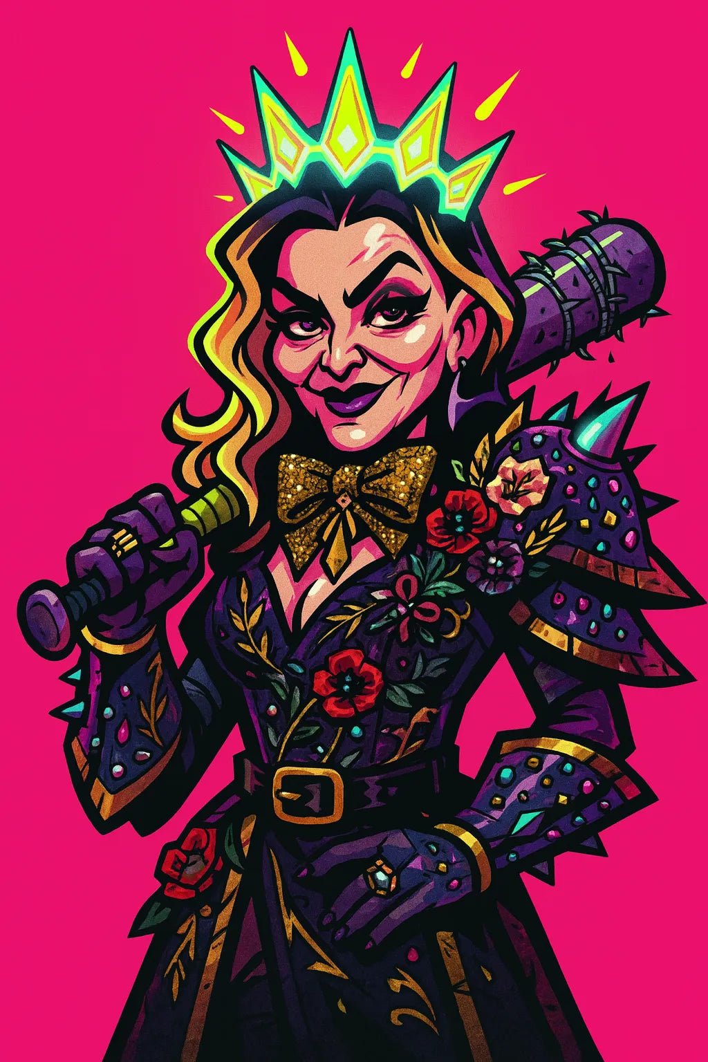Example output from the Photo To Cartoon Game Characters ChatGPT prompt: Queen of Neon Rebellion