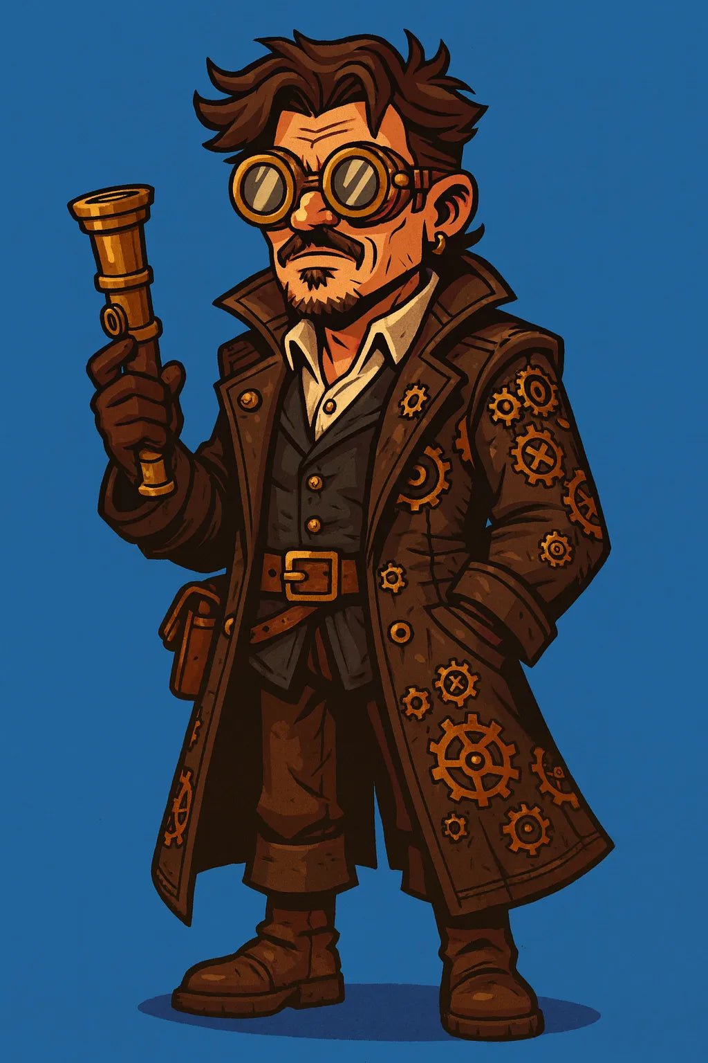 Example output from the Photo To Cartoon Game Characters ChatGPT prompt: Steampunk Sky Captain