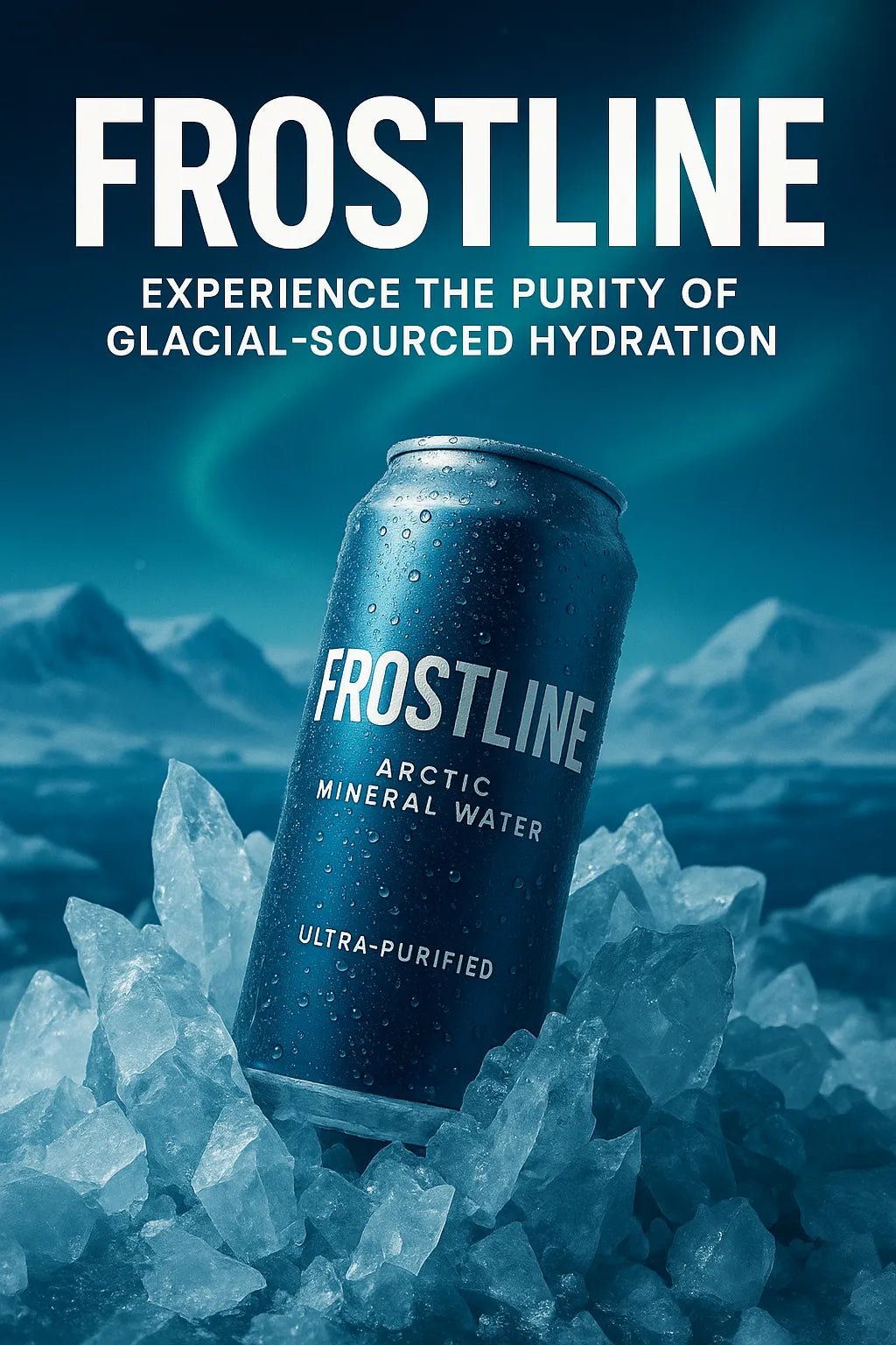 Example output from the Portrait Ads For Brands ChatGPT prompt: professionally composed vertical product ads with bold headlines, cinematic lighting, and emotional storytelling across diverse brand categories. Frostline.