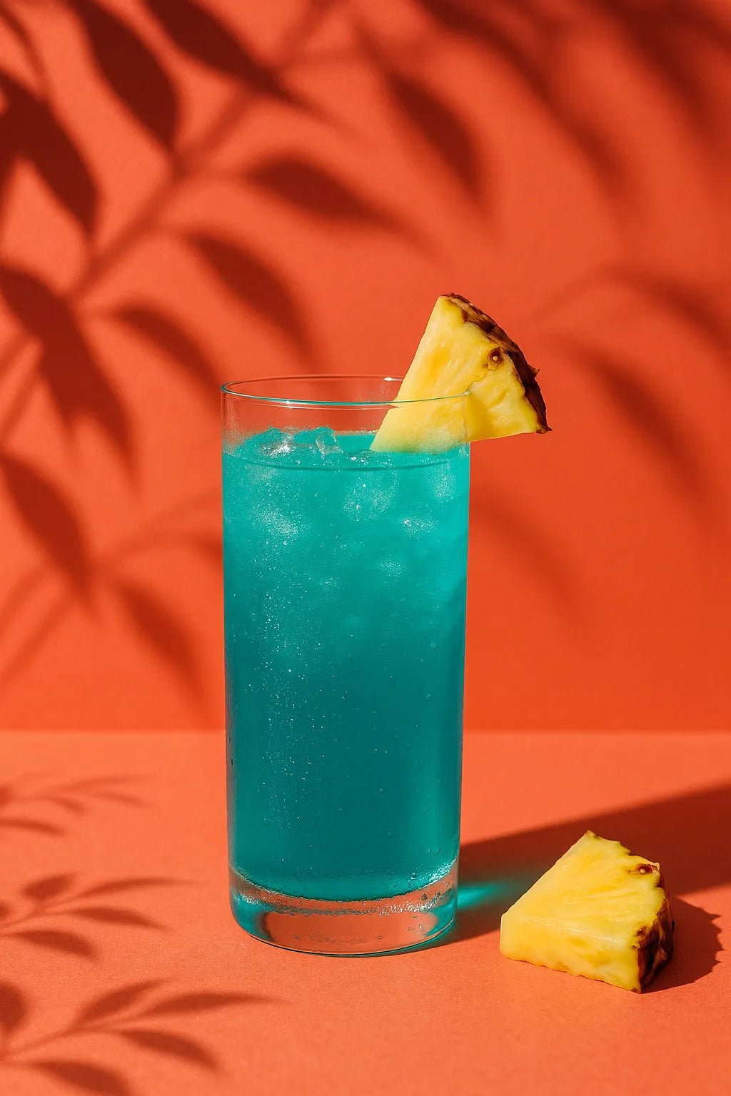 Example output of professional drink studio shot generated by a ChatGPT prompt template, showcasing a Blue Lagoon.