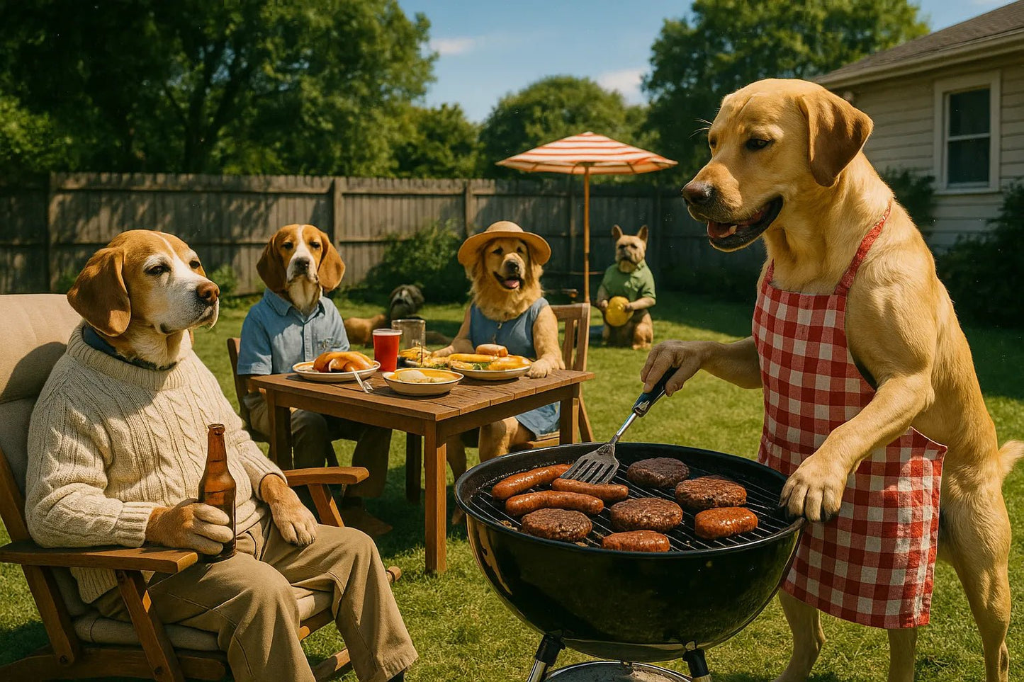 Example output from the Real Life Animal Cinema Shots ChatGPT prompt: cinematic scene of anthropomorphic animal: Dog.