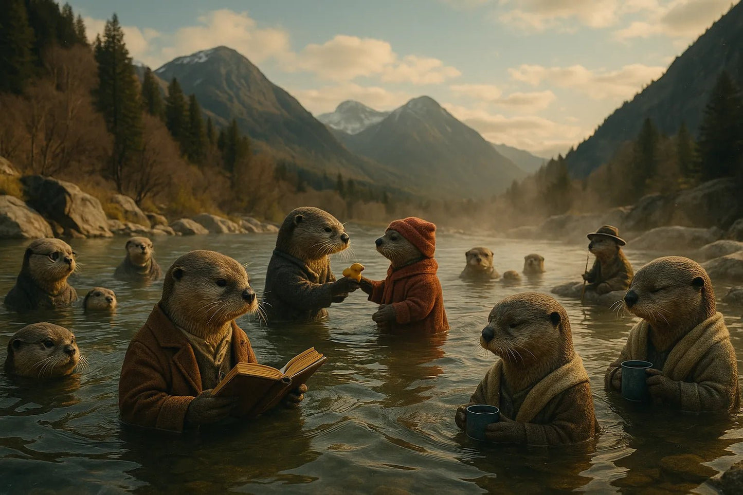 Example output from the Real Life Animal Cinema Shots ChatGPT prompt: cinematic scene of anthropomorphic animal: Seaotter.