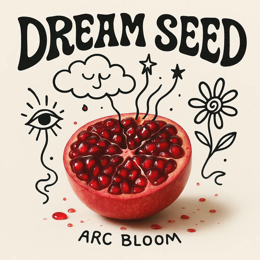 Example output from the Real Objects With Doodle Album Covers ChatGPT prompt: surreal album covers. Dream Seed.