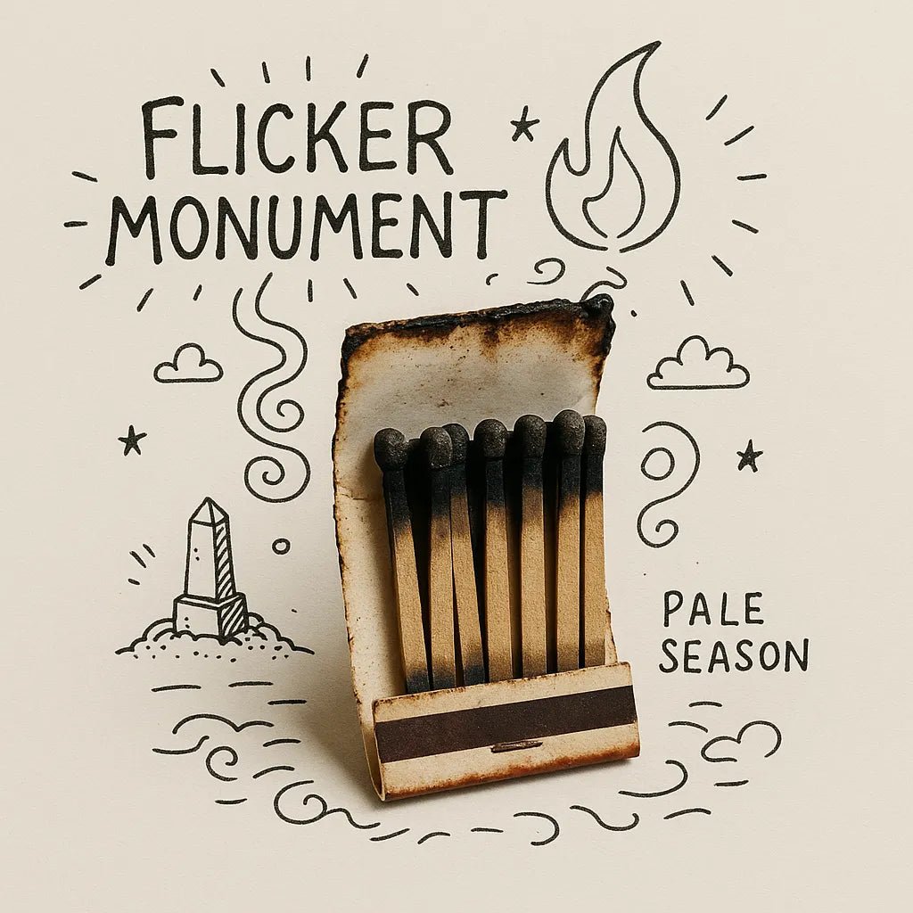 Example output from the Real Objects With Doodle Album Covers ChatGPT prompt: surreal album covers. Flicker Monument.