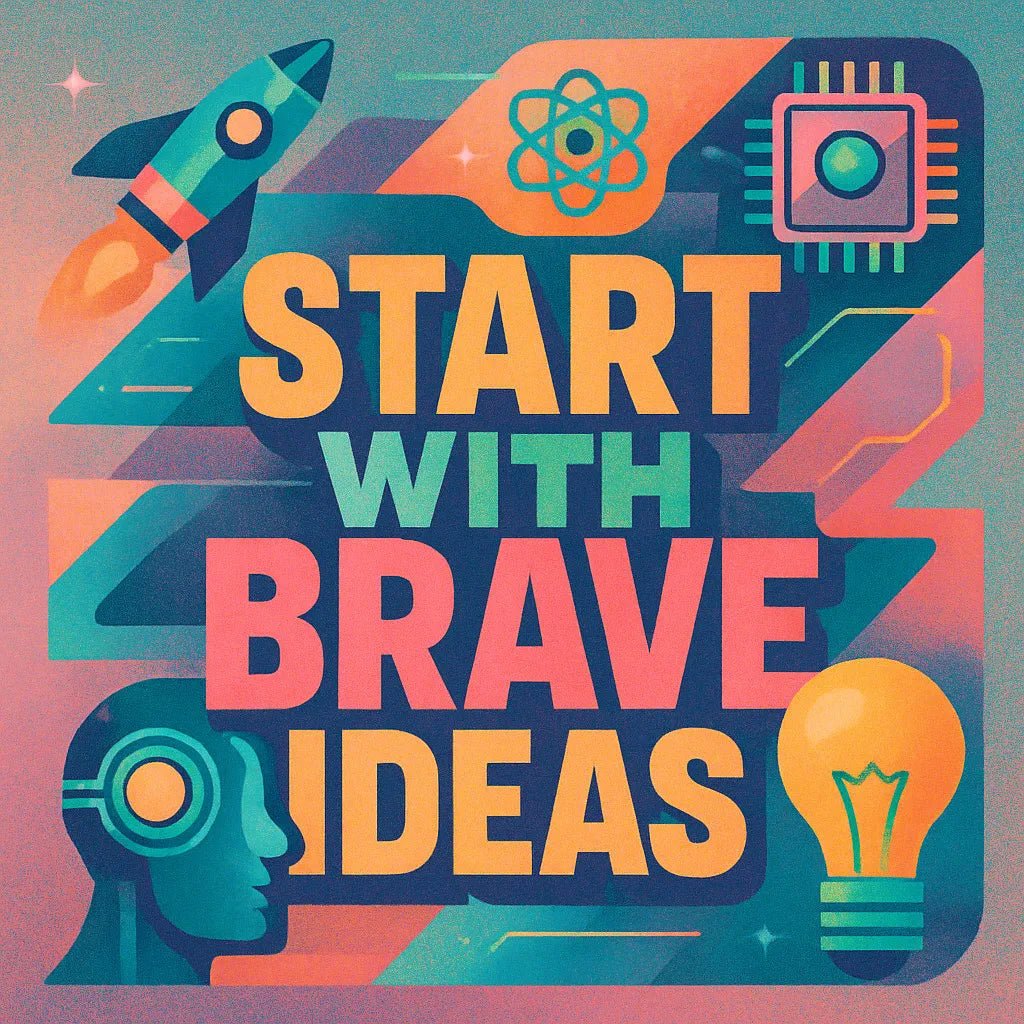 Example output from the Retro Quote Collage Illustrations ChatGPT prompt: colorful square illustrations with retro fonts, motivational quotes, pastel shapes, and textured collage layouts for eye-catching merch or content. Start with brave ideas.