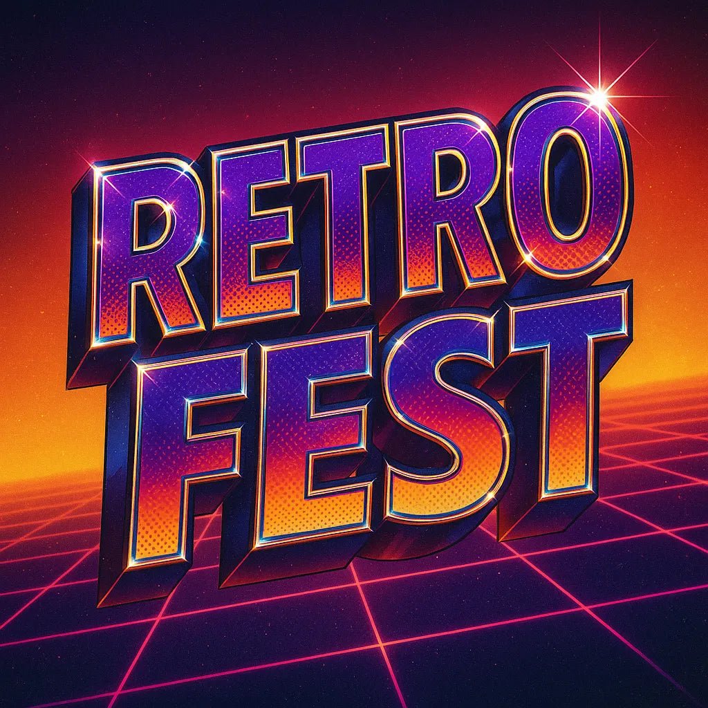 Example output from the Retro Text Designs With Effects ChatGPT prompt: 80s-inspired logo typography. Retro Fest.