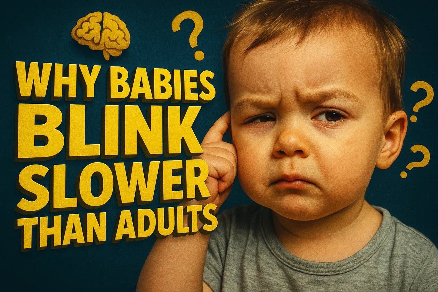 Example output from the Scrollstopping YouTube Thumbnails ChatGPT prompt: dramatic, expressive faces with bold 3D titles and cinematic colors, optimized for viral engagement and instant visual impact in thumbnail design. Babies Blink Slower.