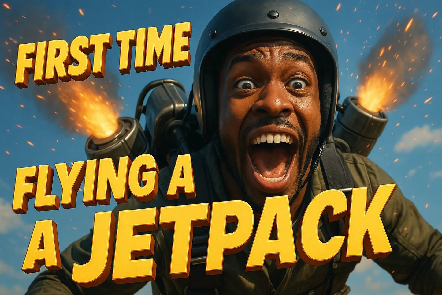 Example output from the Scrollstopping YouTube Thumbnails ChatGPT prompt: dramatic, expressive faces with bold 3D titles and cinematic colors, optimized for viral engagement and instant visual impact in thumbnail design. Jetpack.