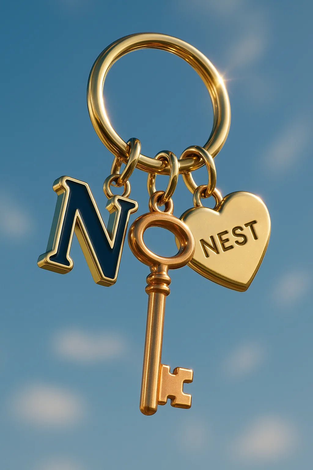 Example output from the Sky Floating Keychain CGI ChatGPT prompt: Buffed Copper Skeleton Key.