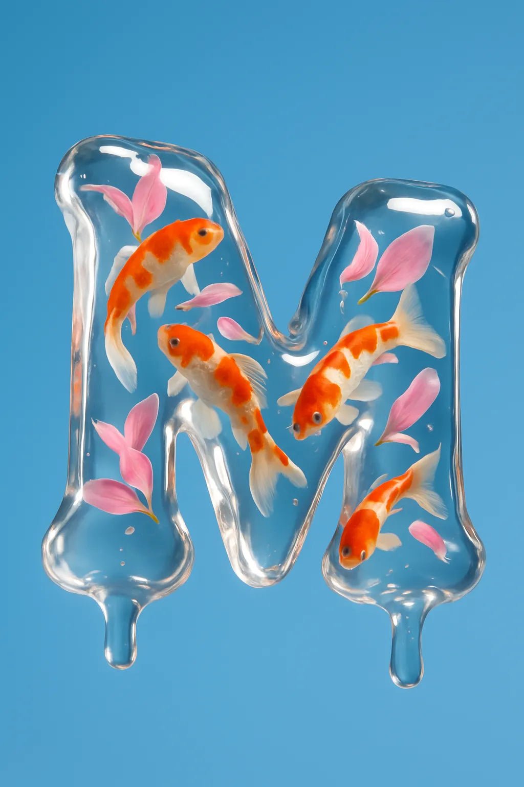 Example output from the Stunning 3D Letters With Rich Materials ChatGPT prompt: M