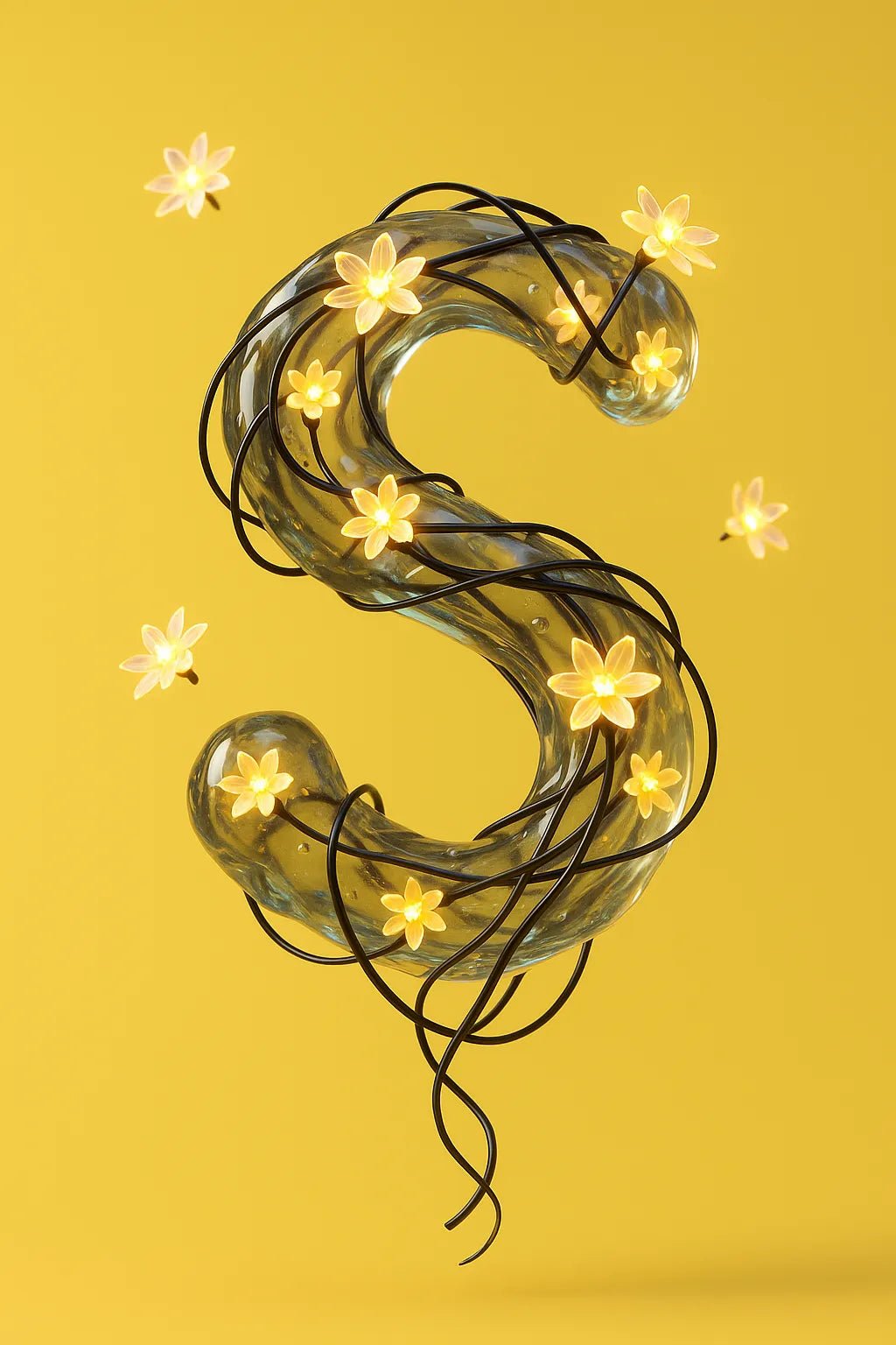 Example output from the Stunning 3D Letters With Rich Materials ChatGPT prompt: S