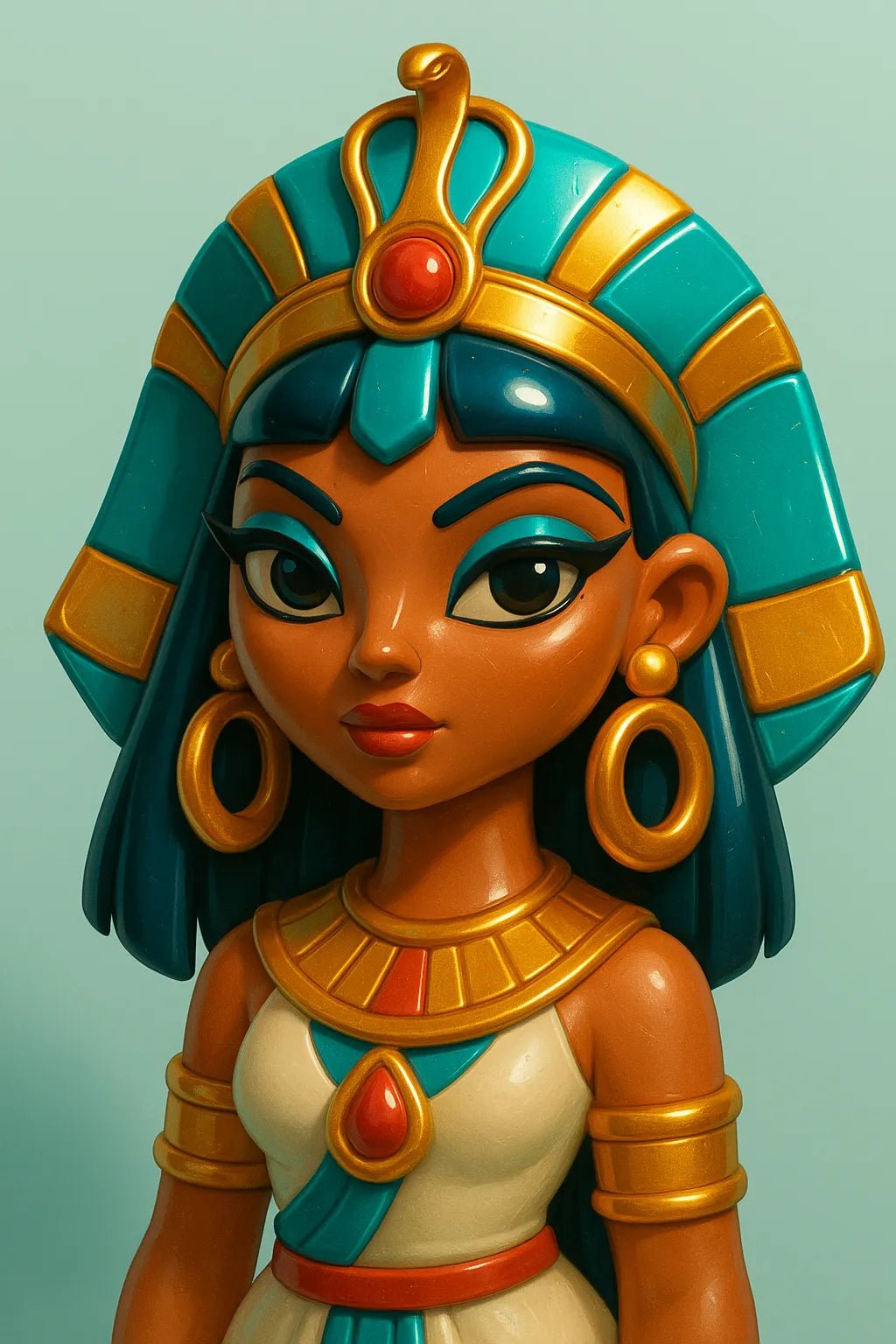 Example output of stylized 3D cartoon toy portraits: Egyptian Queen.