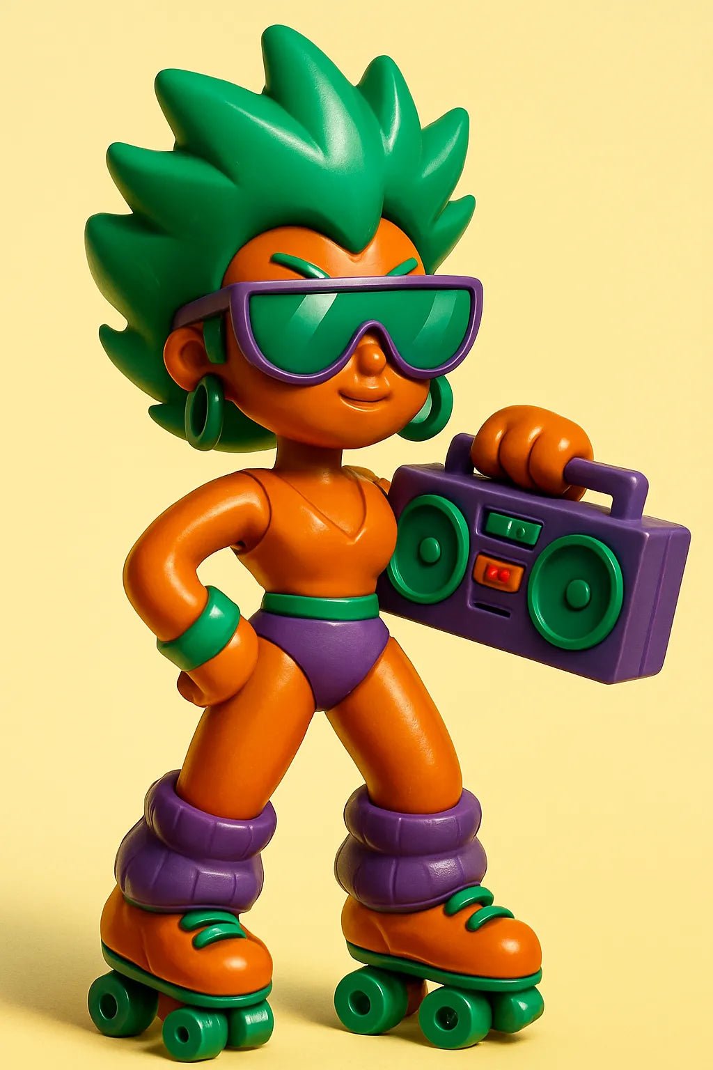 Example output of stylized 3D cartoon toy portraits: Retro Roller.