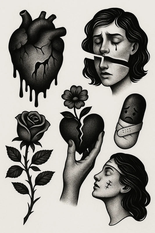 Example output from the Surreal Flash Tattoos in Black & White ChatGPT prompt: eerie monochrome illustration. Preview 1.