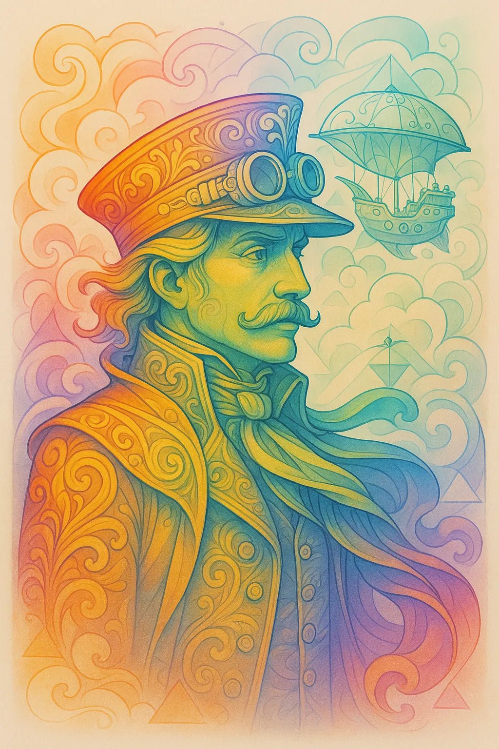 Example output of surreal gradient art portrait generated by a ChatGPT prompt template. Preview 4.