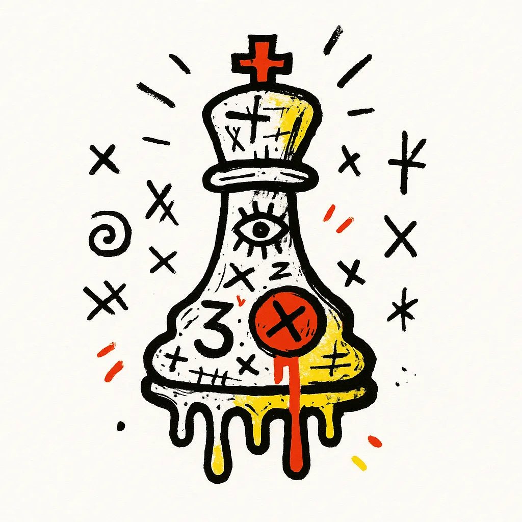 Example output from the Surreal Primitive Illustration ChatGPT prompt: Chess Piece