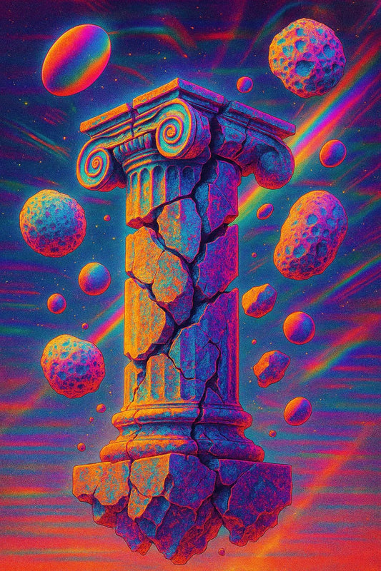 Example output from the Surreal Psychedelic Portrait Art ChatGPT prompt: vivid, hyper-saturated portraits. Column.