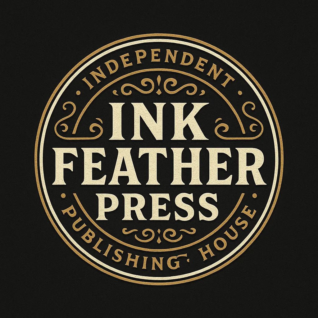 Example output from the Text Only Seal Logos ChatGPT prompt: elegant circular vintage logos with serif typography, custom 3-color palettes, and ornamental borders, designed in minimalist 1:1 layouts. Ink Feather Press.