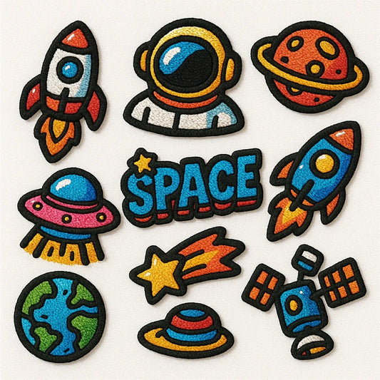 Example output from the Themed Embroidery Patch Collection ChatGPT prompt: Space