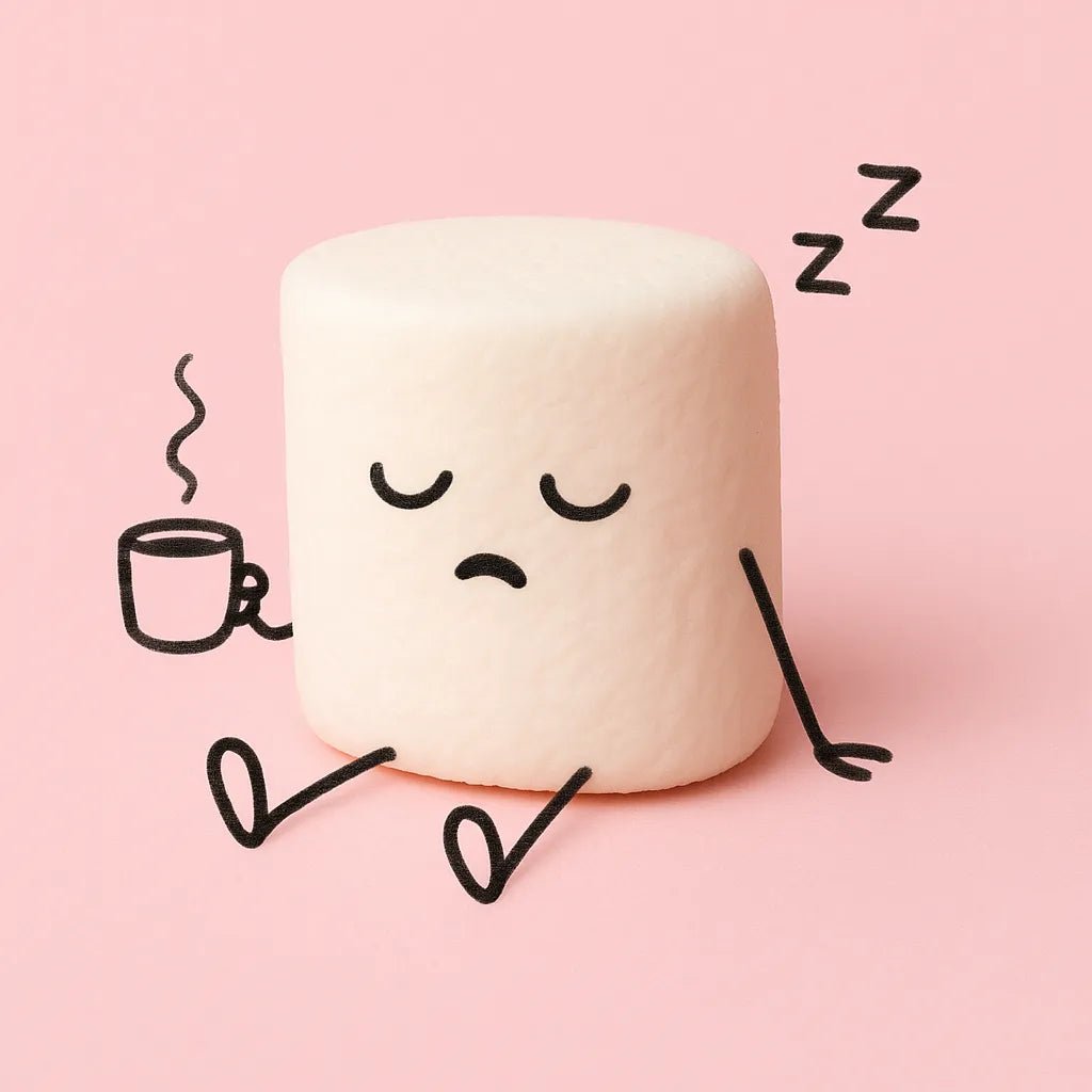 Example output from the Turn Any Products Into Cartoons ChatGPT prompt: fun product-based characters illustrated with black doodle limbs, expressive poses, and clean flat-color backdrops—perfect for stickers and branding. Mashmellow.