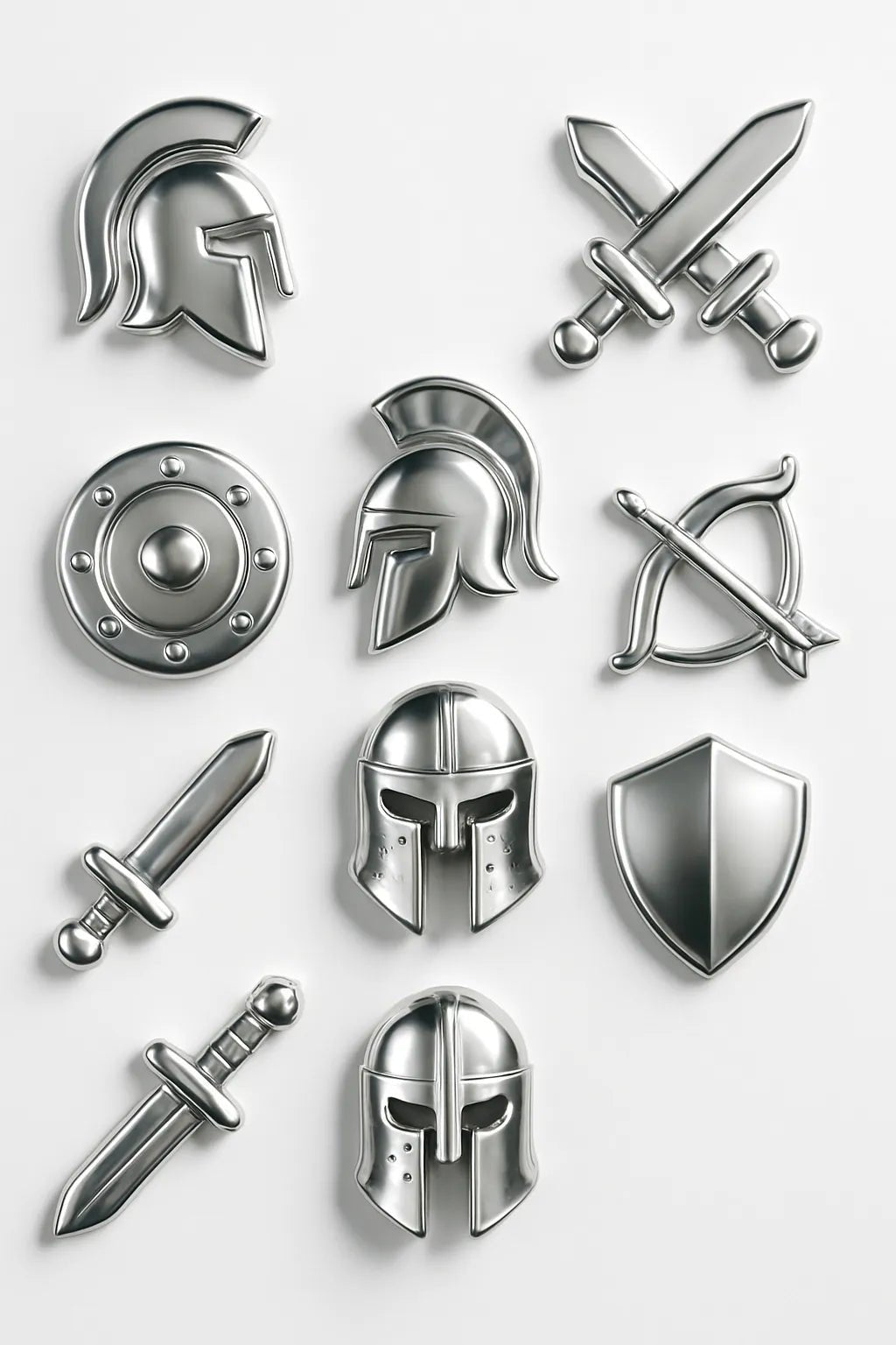 Example output from the Ultra Polished Chrome 3D Icons Pack ChatGPT prompt: Warrior.