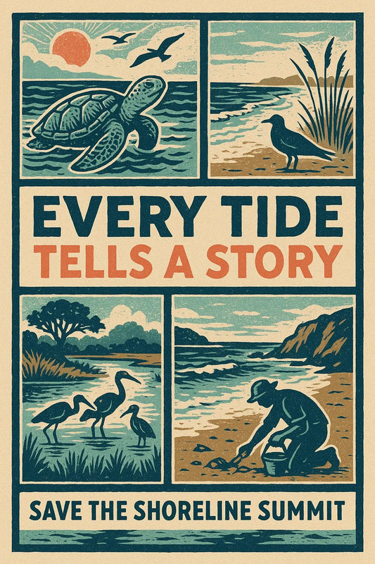 Example output from the Vintage Framed Scene Posters ChatGPT prompt: retro poster illustrations with stylized scenes, framed titles, and expressive taglines—ideal for screen-printed merchandise and visual storytelling. Every Tide Tells a Story.